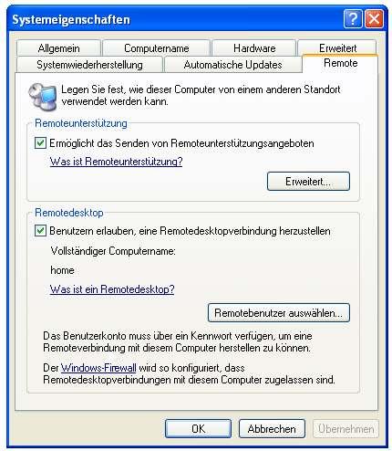 Remote Desktop Verbindung